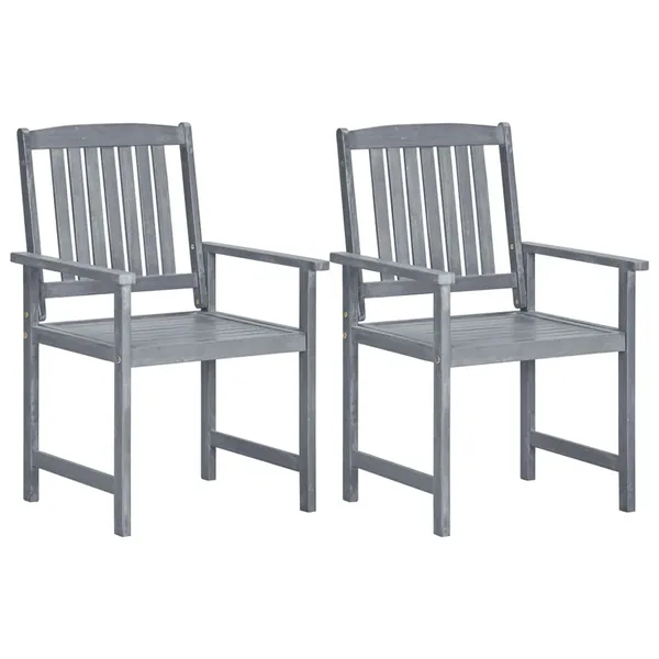 Chaises de jardin lot de 2 Gris Bois solide d'acacia