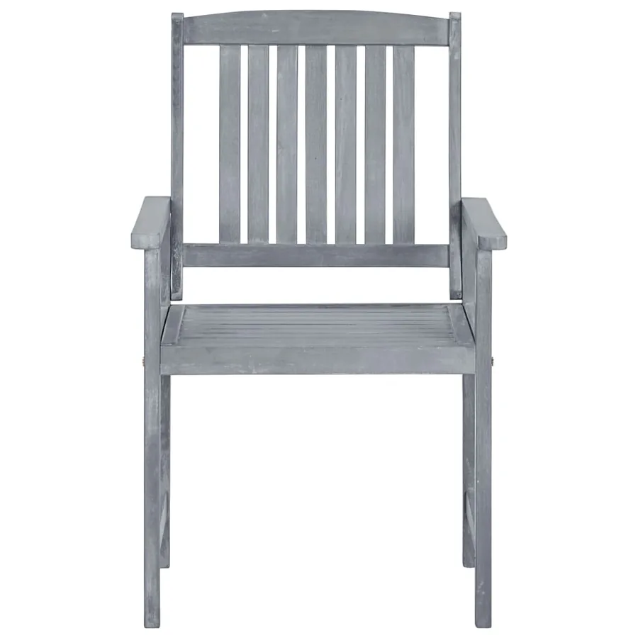 Chaises de jardin lot de 2 Gris Bois solide d'acacia - 3