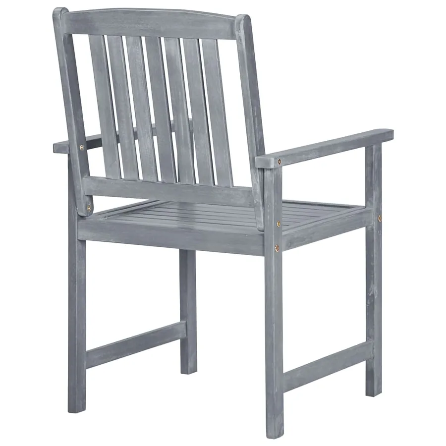 Chaises de jardin lot de 2 Gris Bois solide d'acacia - 5