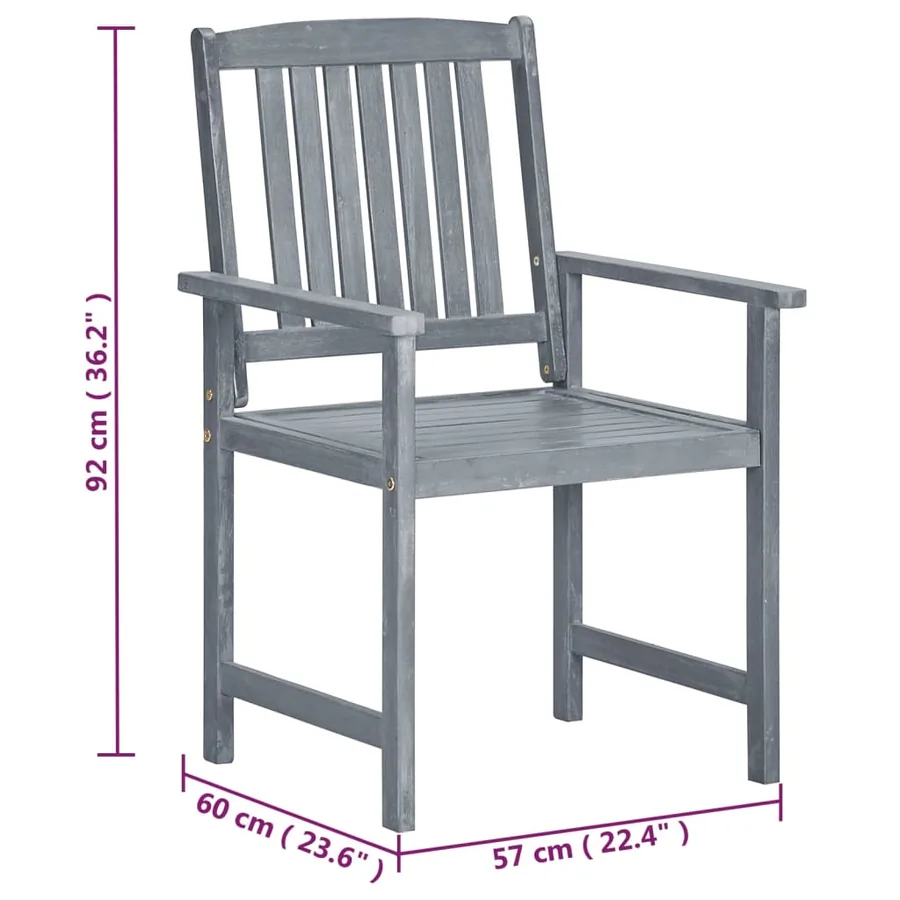 Chaises de jardin lot de 2 Gris Bois solide d'acacia - 8