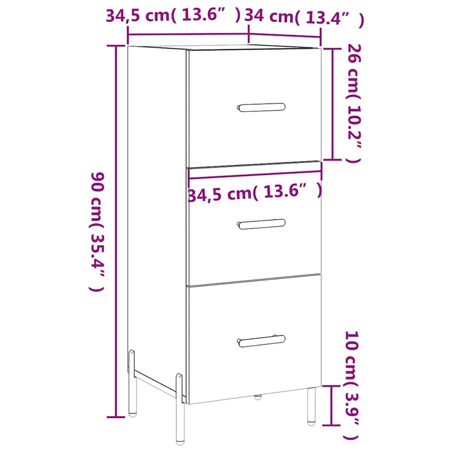 Buffet blanc 34,5x34x90 cm bois d'ingénierie - 12