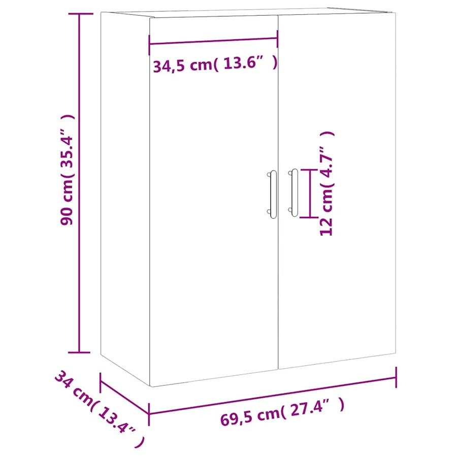 Armoire murale gris béton 69,5x34x90 cm - 13