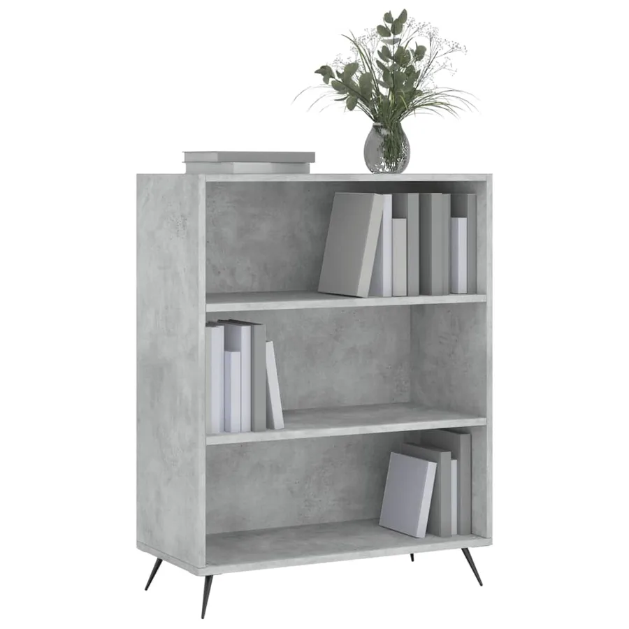 Bibliothèque gris béton 69,5x32,5x90 cm bois d'ingénierie - 3
