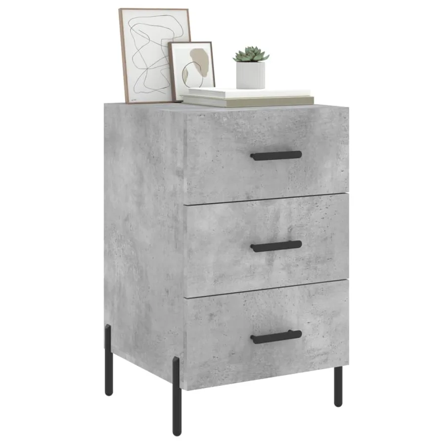Table de chevet gris béton 40x40x66 cm bois d'ingénierie - 3