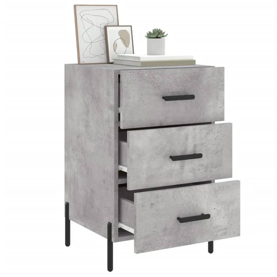 Table de chevet gris béton 40x40x66 cm bois d'ingénierie - 4