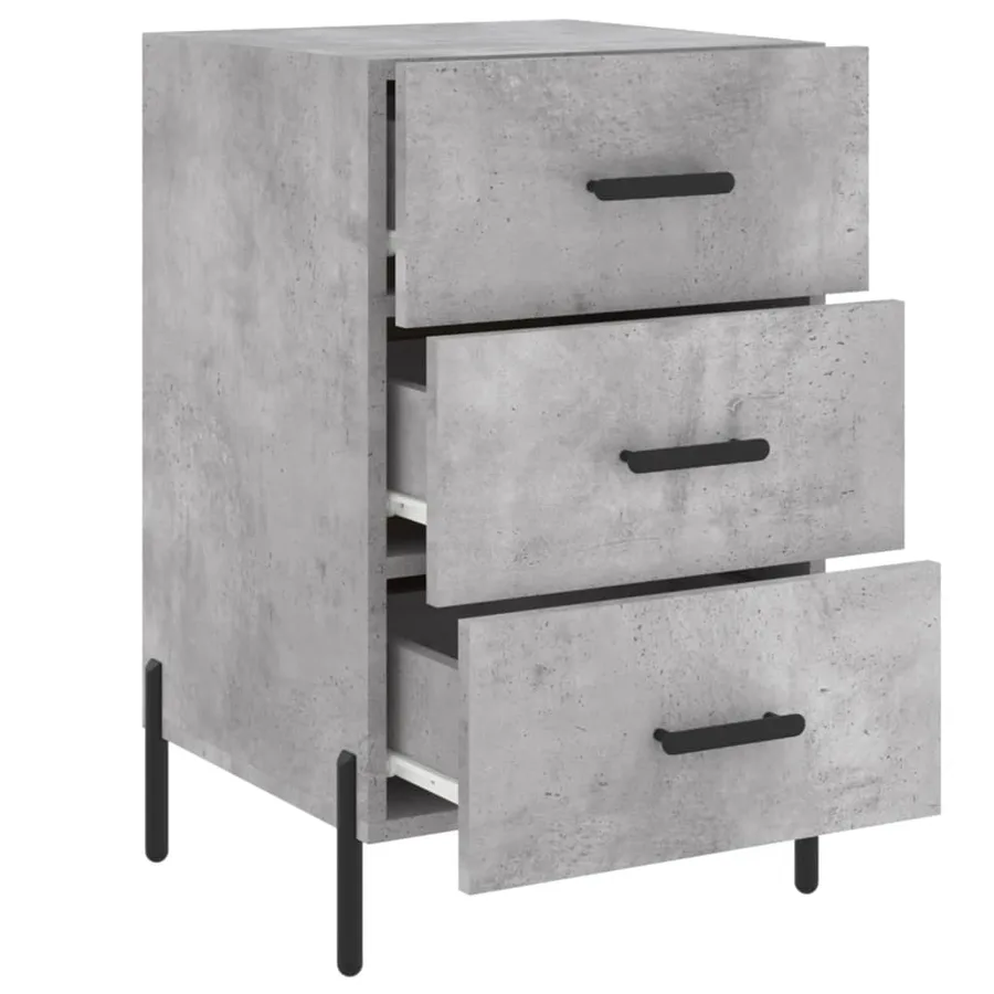 Table de chevet gris béton 40x40x66 cm bois d'ingénierie - 7