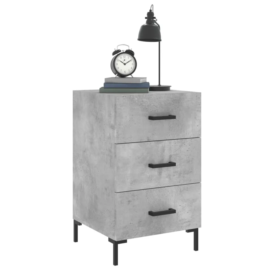 Table de chevet gris béton 40x40x66 cm bois d'ingénierie - 3