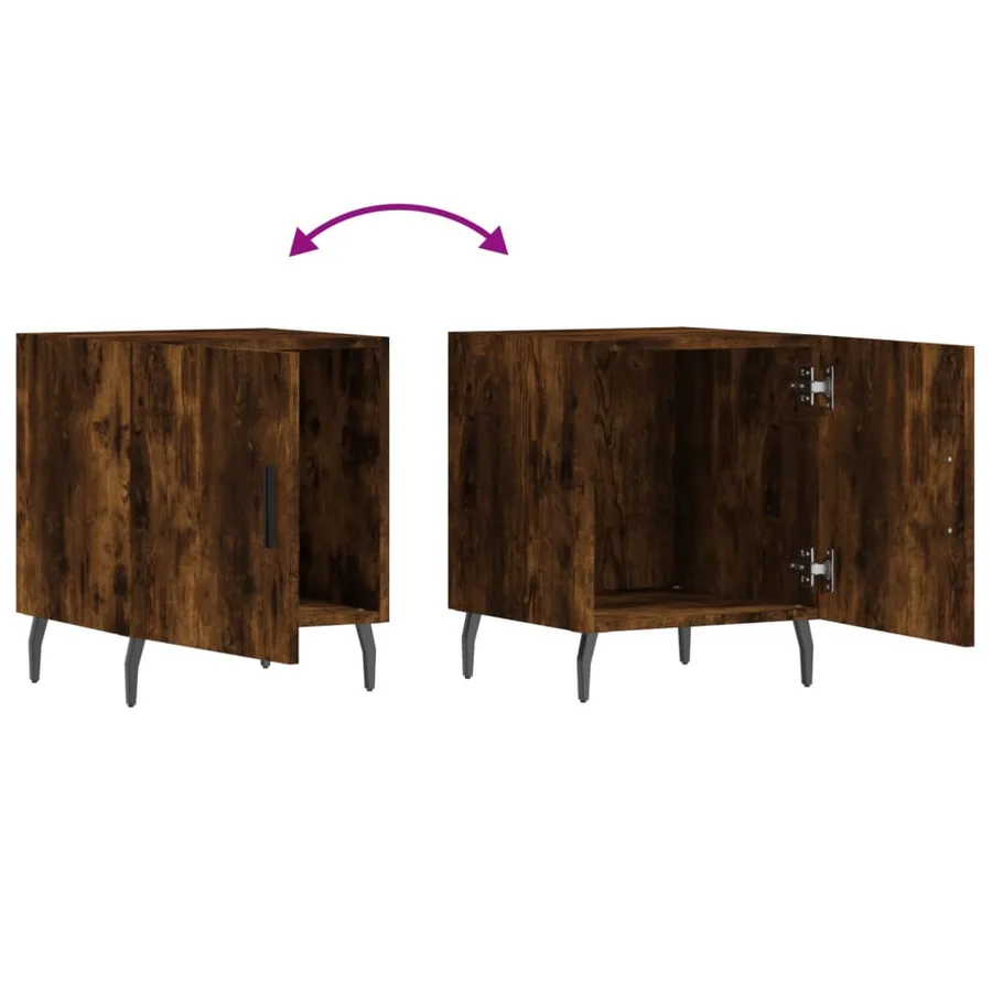 Tables de chevet 2 pcs chêne fumé 40x40x50 cm bois d'ingénierie - 10