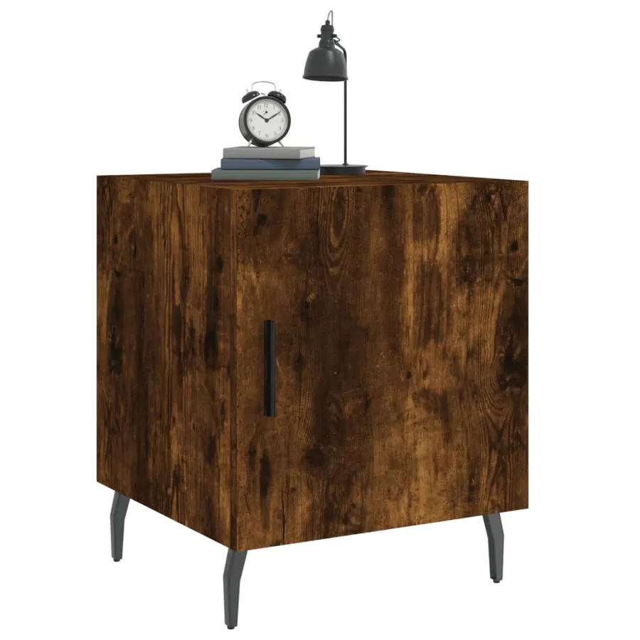 Tables de chevet 2 pcs chêne fumé 40x40x50 cm bois d'ingénierie - 4