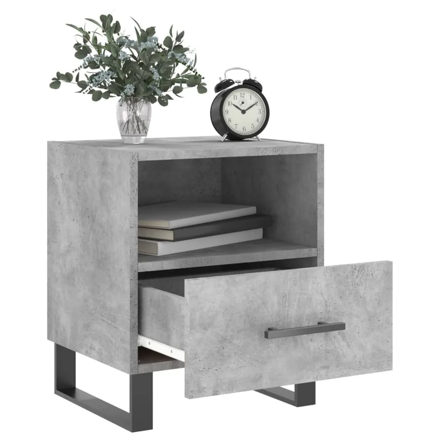 Table de chevet gris béton 40x35x47,5 cm bois d’ingénierie - 7