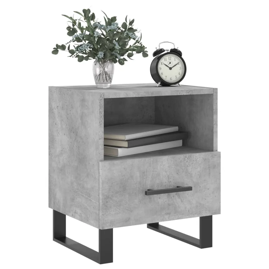 Table de chevet gris béton 40x35x47,5 cm bois d’ingénierie - 8