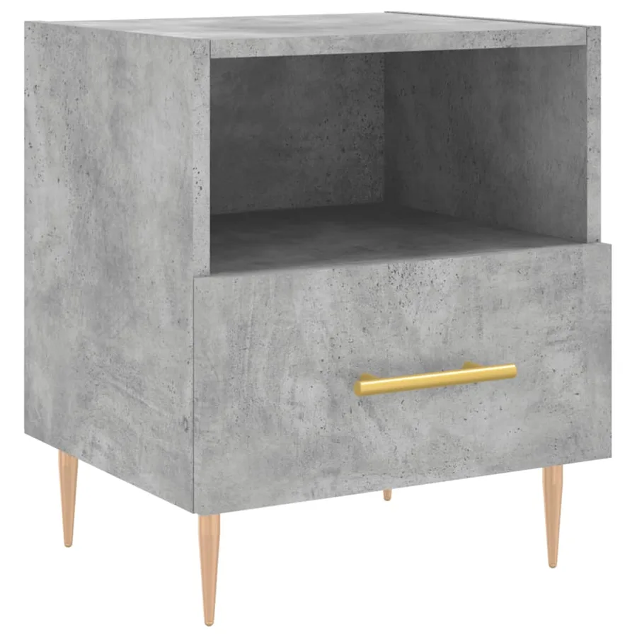 Table de chevet gris béton 40x35x47,5 cm bois d’ingénierie - 2