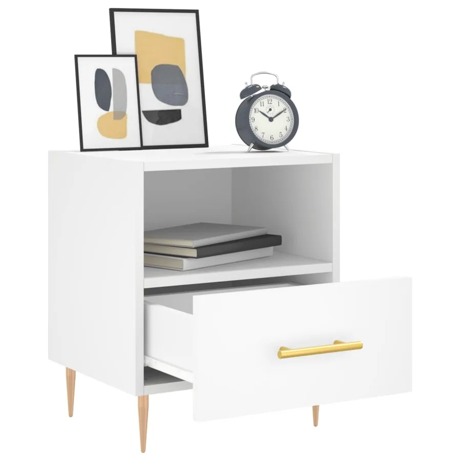Table de chevet blanc 40x35x47,5 cm bois d’ingénierie - 7