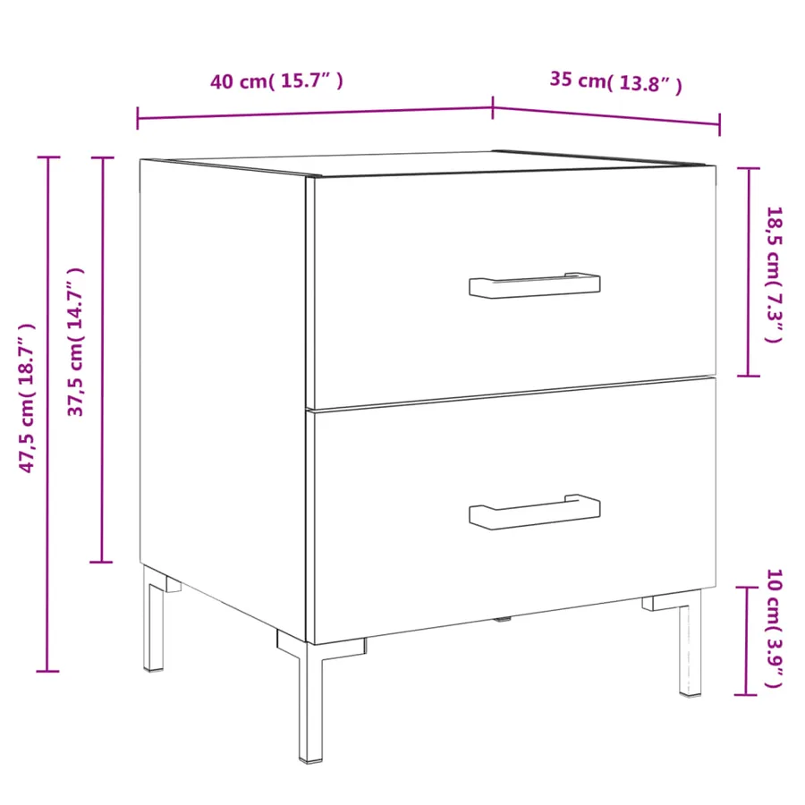 Table de chevet chêne sonoma 40x35x47,5 cm bois d’ingénierie - 12