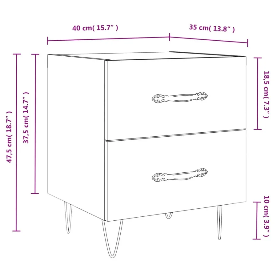 Tables de chevet 2 pcs blanc 40x35x47,5 cm bois d’ingénierie - 13