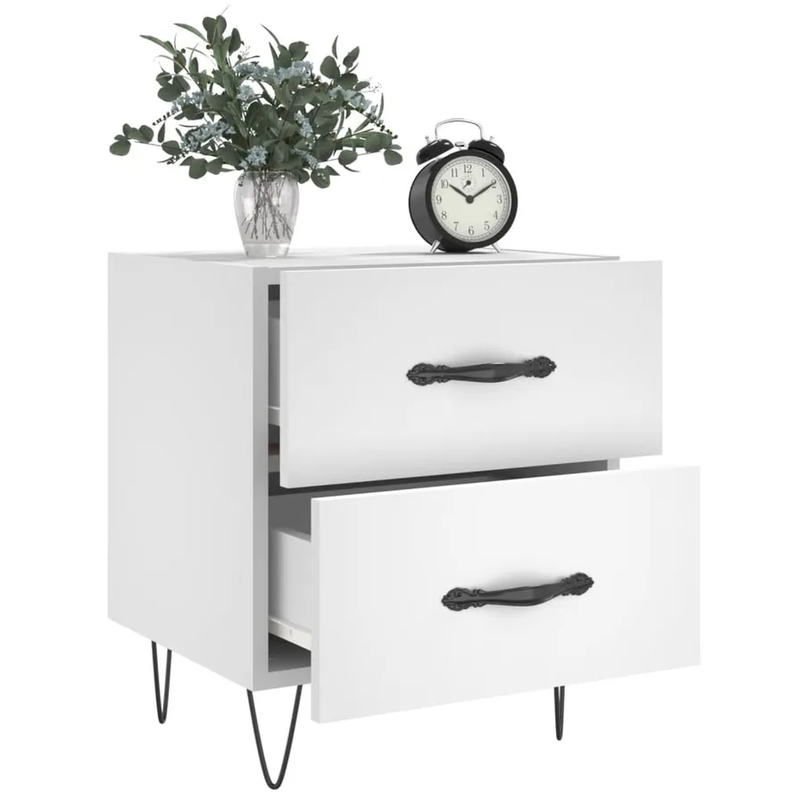 Tables de chevet 2 pcs blanc 40x35x47,5 cm bois d’ingénierie - 3