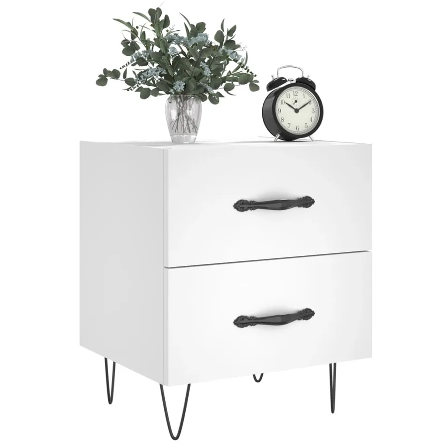 Tables de chevet 2 pcs blanc 40x35x47,5 cm bois d’ingénierie - 4