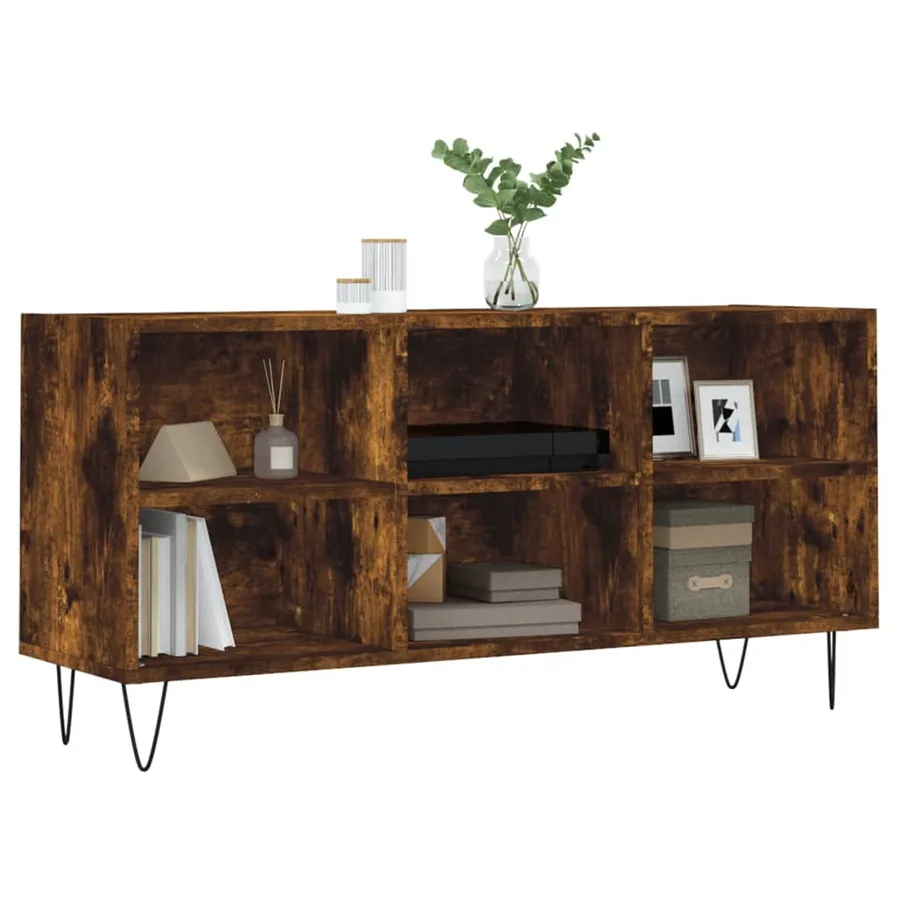Meuble TV chêne fumé 103,5x30x50 cm bois d'ingénierie - 3