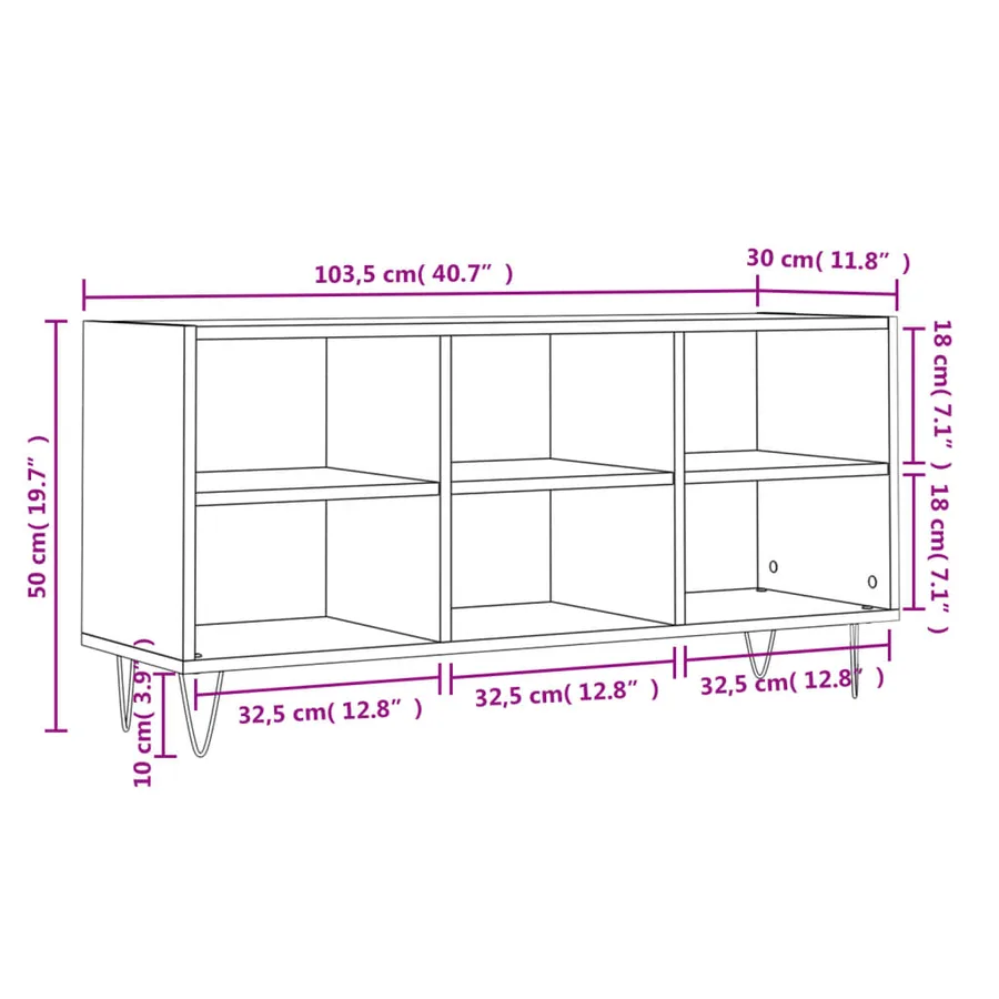Meuble TV chêne fumé 103,5x30x50 cm bois d'ingénierie - 9