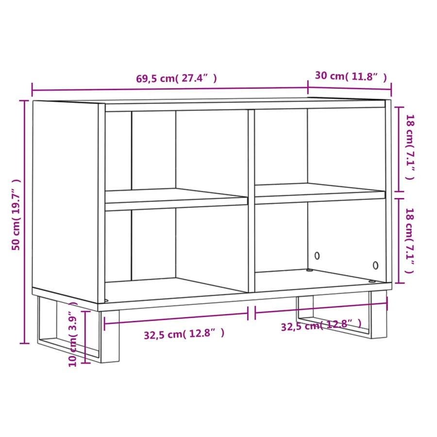 Meuble TV blanc 69,5 x 30 x 50 cm bois d'ingénierie - 9