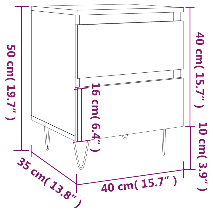 Tables de chevet 2 pcs sonoma gris 40x35x50 cm bois ingénierie - 11