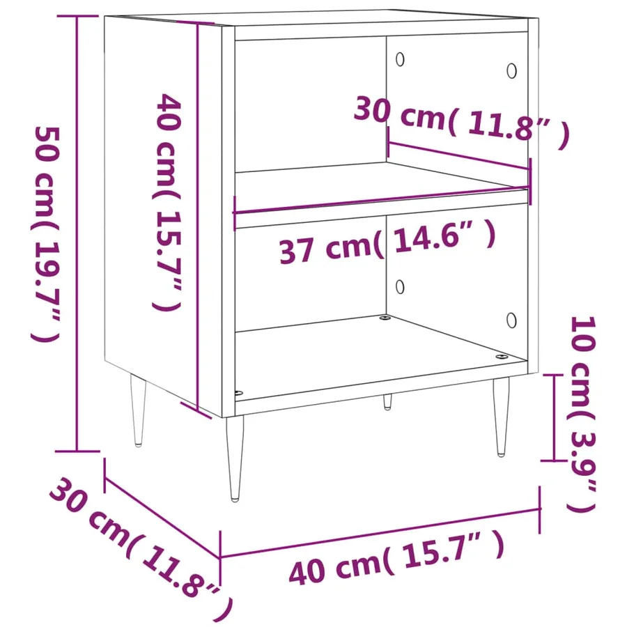 Tables de chevet 2pcs chêne sonoma 40x30x50cm bois d'ingénierie - 10