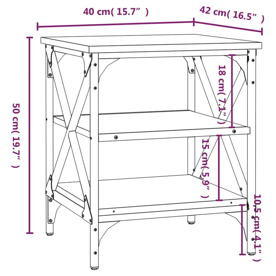 Tables d'appoint 2 pcs Sonoma gris 40x42x50 cm Bois ingénierie - 10