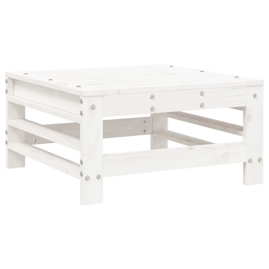 Repose-pieds de jardin coussins lot de 2 blanc bois pin massif - 5