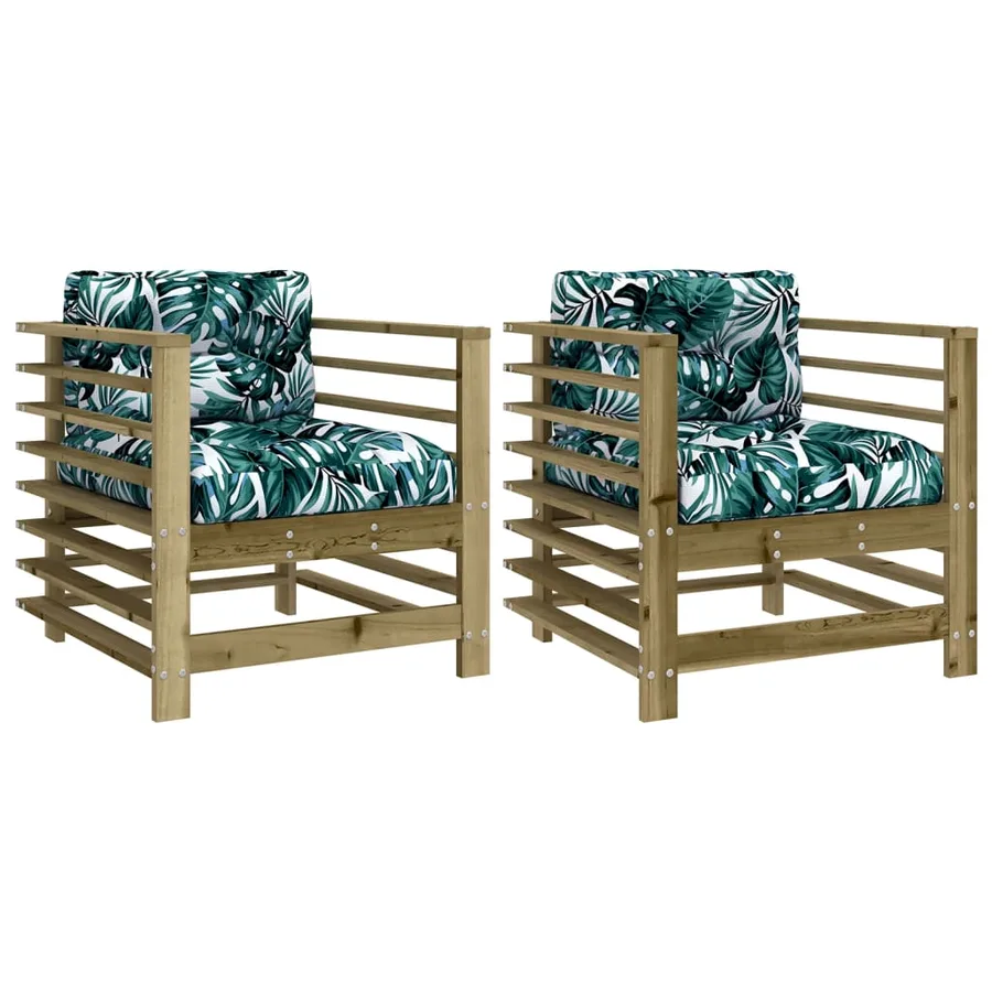 Chaises de jardin avec coussins lot de 2 bois de pin imprégné - 2