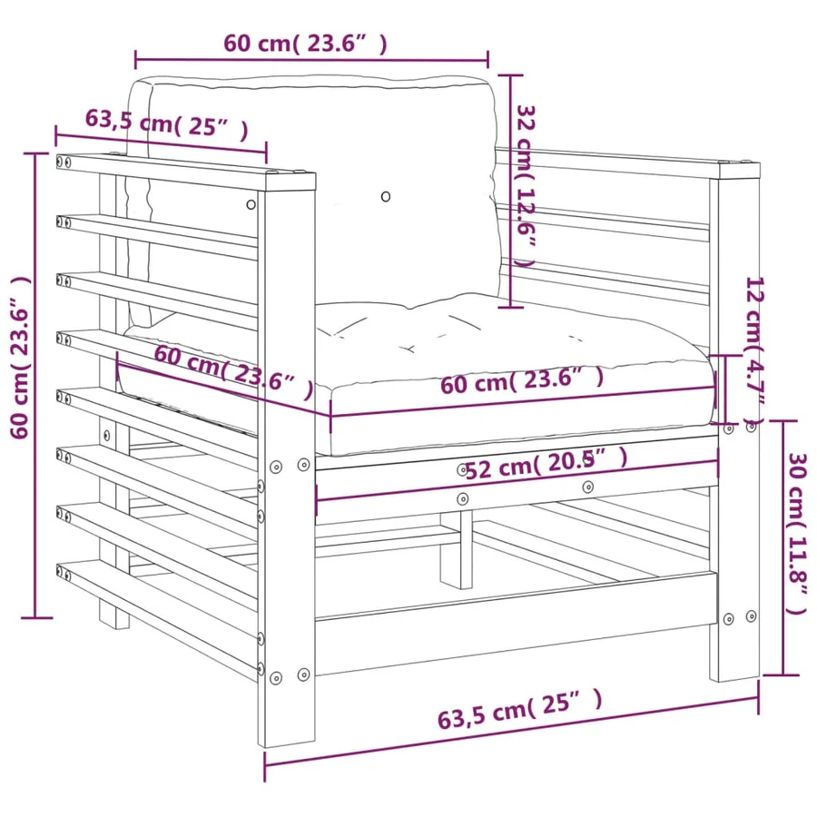 Chaises de jardin avec coussins lot de 2 bois de pin imprégné - 9