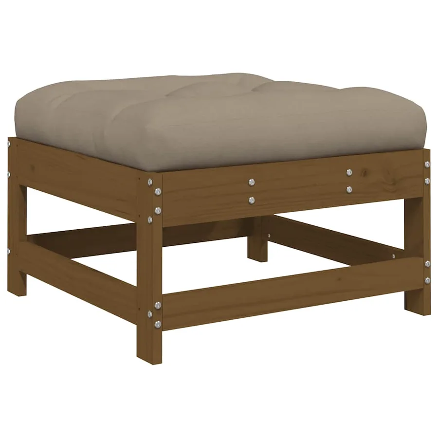 Repose-pieds de jardin avec coussins lot de 2 marron miel - 4