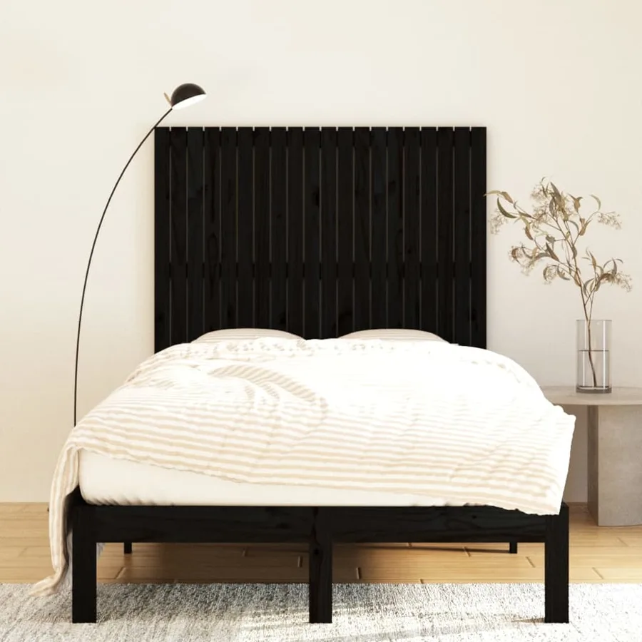 Tête de lit murale Noir 127,5x3x110 cm Bois massif de pin - 3