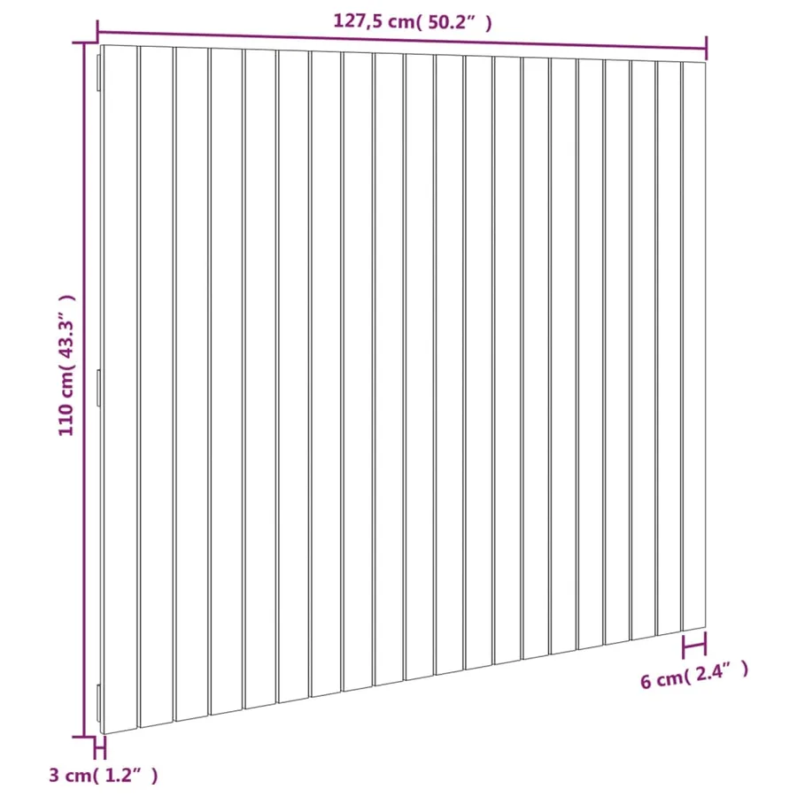 Tête de lit murale Noir 127,5x3x110 cm Bois massif de pin - 8