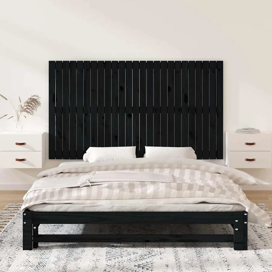 Tête de lit murale Noir 159,5x3x90 cm Bois massif de pin - 3