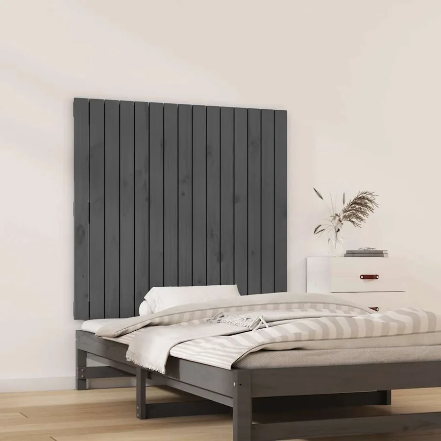 Tête de lit murale Gris 95,5x3x90 cm Bois massif de pin - 3