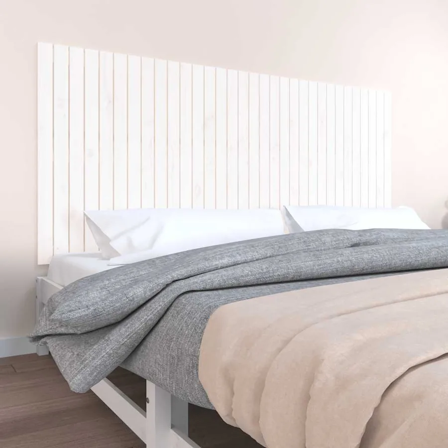Tête de lit murale Blanc 204x3x90 cm Bois massif de pin