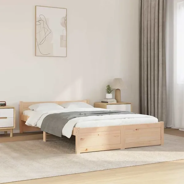 Cadre de lit sans matelas bois massif 120x190 cm