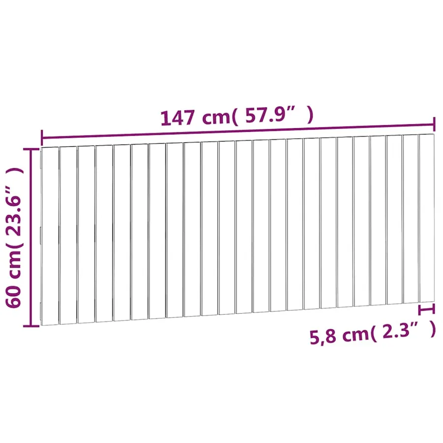 Tête de lit murale Gris 147x3x60 cm Bois massif de pin - 8