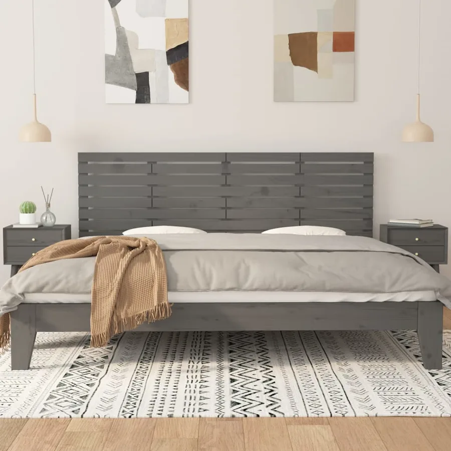 Tête de lit murale Gris 206x3x63 cm Bois massif de pin - 3