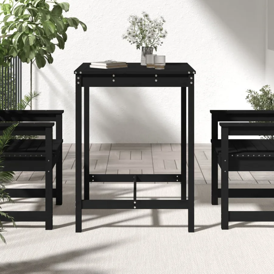 Table de jardin noir 82,5x82,5x110 cm bois massif de pin - 3