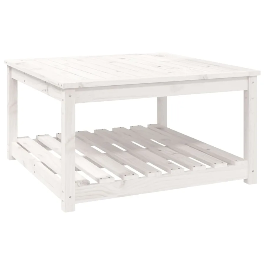Table de jardin blanc 82,5x82,5x45 cm bois massif de pin - 2