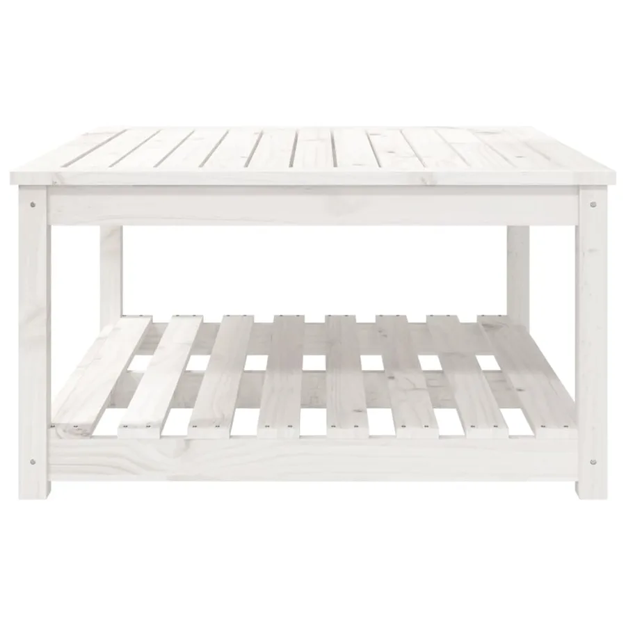 Table de jardin blanc 82,5x82,5x45 cm bois massif de pin - 5