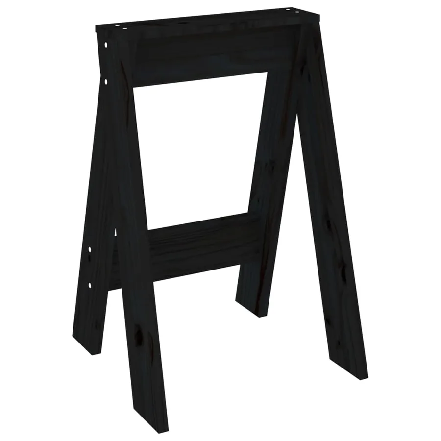 Tabourets lot de 2 noir 40x40x60 cm bois massif de pin - 4