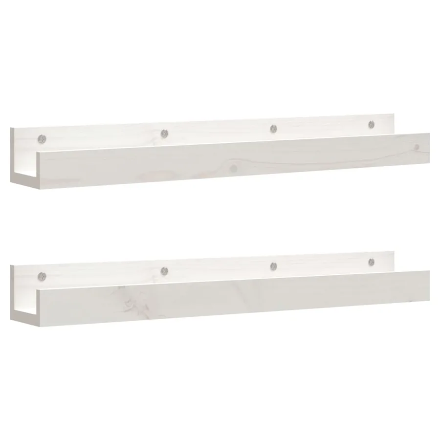 Étagères murales 2 pcs Blanc 80x12x9 cm Bois de pin massif - 2