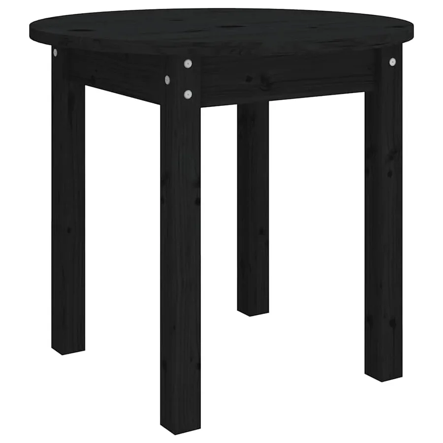 Table basse Noir Ø 45x40 cm Bois massif de pin - 2