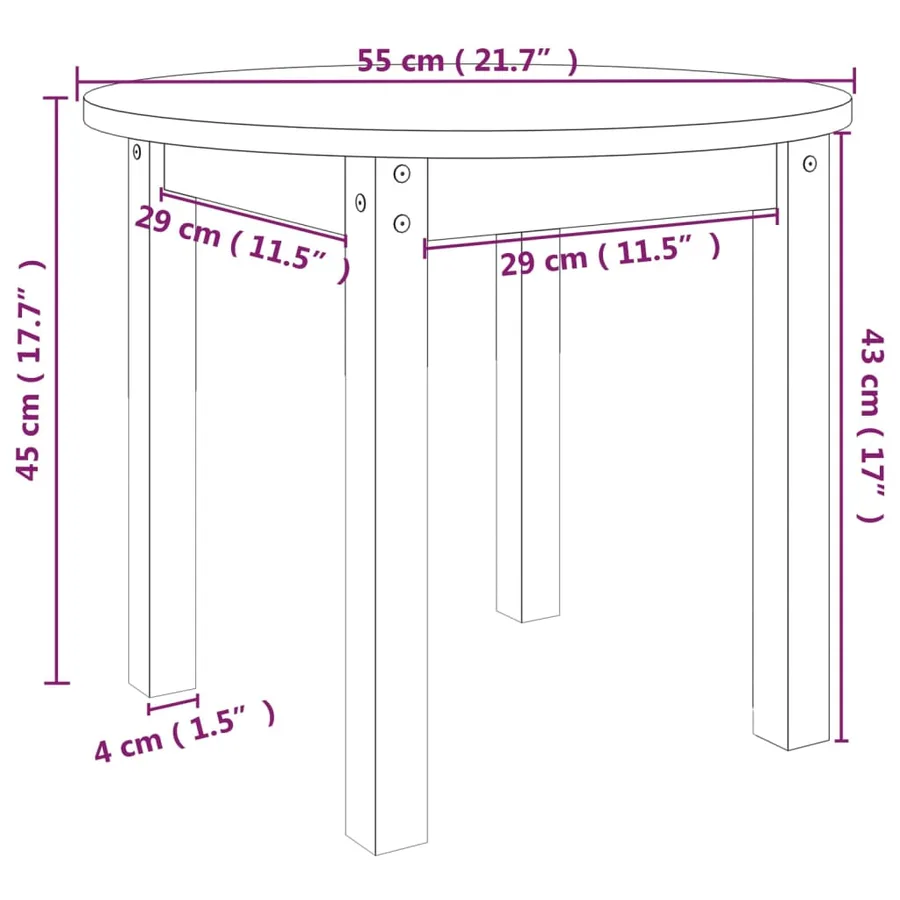 Table basse Gris Ø 55x45 cm Bois massif de pin - 8