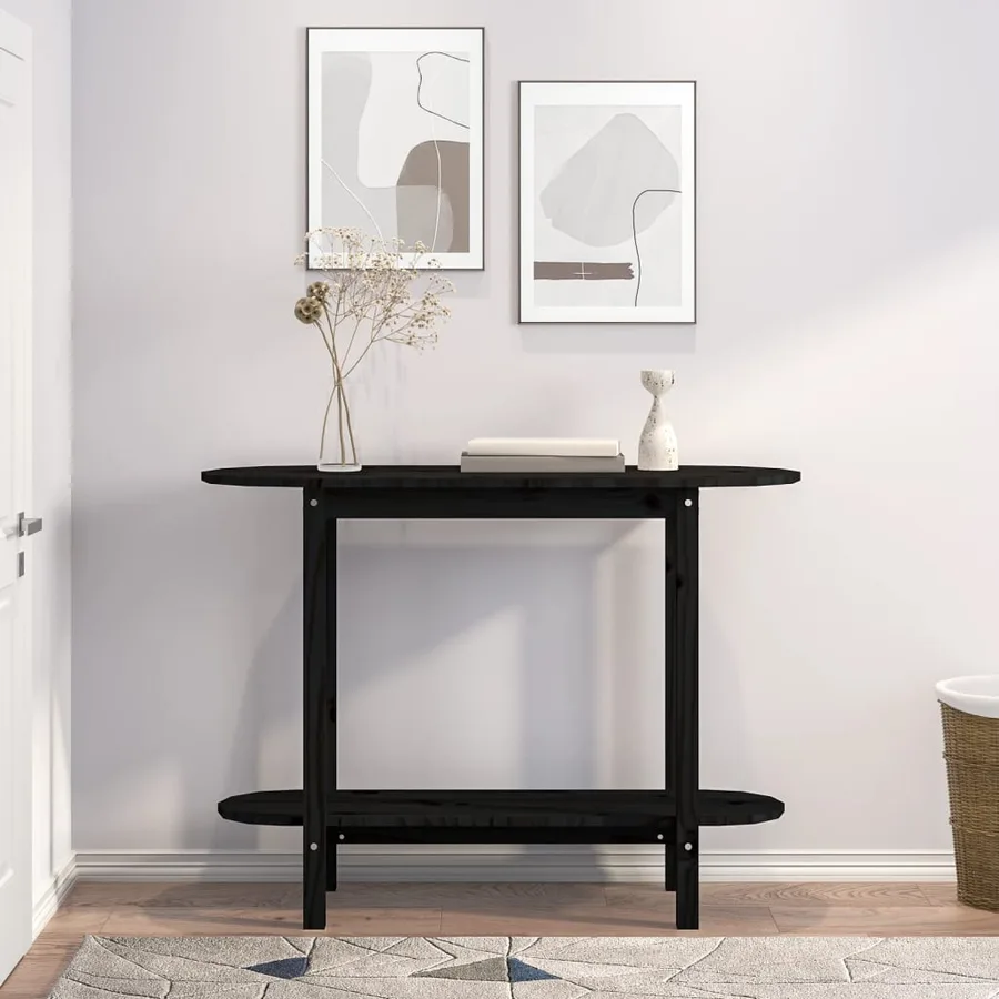 Table console Noir 110x40x80 cm Bois massif de pin - 3