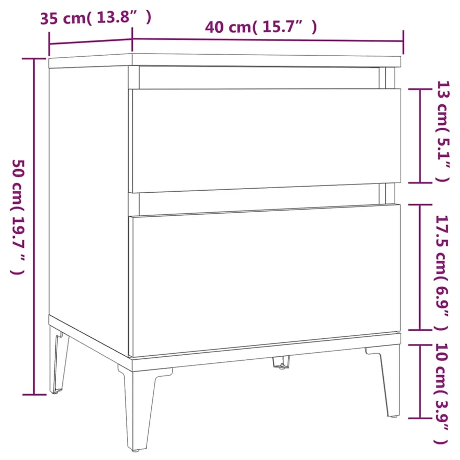 Table de chevet Chêne fumé 40x35x50 cm - 10