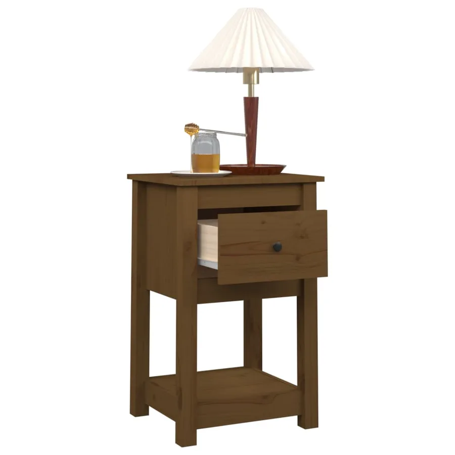 Table de chevet Marron miel 40x35x61,5 cm Bois de pin solide - 4