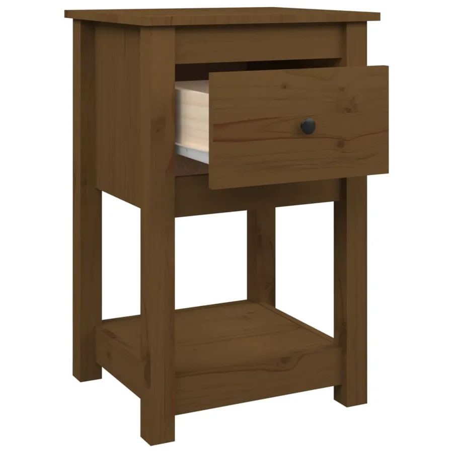 Table de chevet Marron miel 40x35x61,5 cm Bois de pin solide - 7